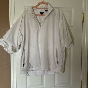 White men’s medium half sleeves quarter zip Antigua golf jacket